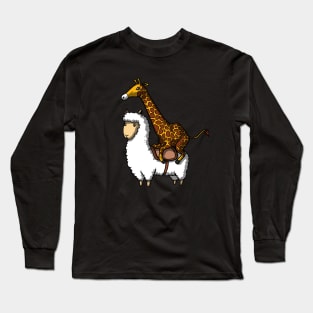 Giraffe Riding Lllama Long Sleeve T-Shirt